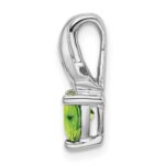 14k White Gold 6mm Trillion Peridot and Diamond Chain Slide - Image 2