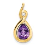 14k 8x6mm Pear Amethyst and Diamond Chain Slide