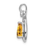 14k White Gold 8x6mm Pear Citrine and Diamond Chain Slide - Image 2