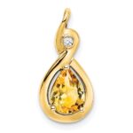 14k 8x6mm Pear Citrine and Diamond Chain Slide