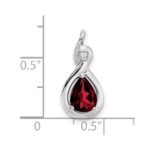 14k White Gold 8x6mm Pear Garnet and Diamond Chain Slide - Image 3