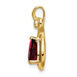 14k 8x6mm Pear Garnet and Diamond Chain Slide - Image 2