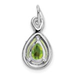 14k White Gold 8x6mm Pear Peridot and Diamond Chain Slide - Image 4