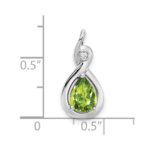 14k White Gold 8x6mm Pear Peridot and Diamond Chain Slide - Image 3