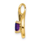 14k 6mm Round Amethyst and Diamond Chain Slide - Image 2