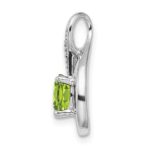 14k White Gold 6mm Round Peridot and Diamond Chain Slide - Image 2