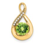 14k 6mm Round Peridot and Diamond Chain Slide