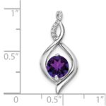 14k White Gold 6.5mm Round Amethyst and Diamond Fancy Pendant - Image 3