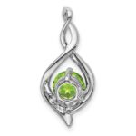 14k White Gold 6.5mm Round Peridot and Diamond Fancy Pendant - Image 4