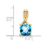 14k 8mm Cushion Blue Topaz and Diamond Chain Slide - Image 3