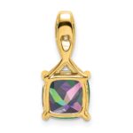 14k 8mm Cushion Mystic Fire Topaz and Diamond Pendant - Image 3