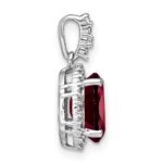 14k White Gold 9x7mm Oval Garnet and Diamond Halo Pendant - Image 2