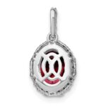 14k White Gold 9x7mm Oval Garnet and Diamond Halo Pendant - Image 4