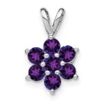 14k White Gold Amethyst Floral Pendant