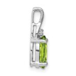 14k White Gold 9x7mm Oval Peridot and Diamond Chain Slide - Image 2
