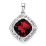 Sterling Silver Garnet and Diamond Pendant