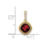 14k 6mm Cushion Garnet and Diamond Pendant - Image 3