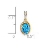 14k 7x5mm Oval Blue Topaz and Diamond Pendant - Image 4