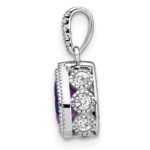 14k White Gold 7x5mm Pear Amethyst and Diamond Pendant - Image 2