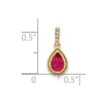 14k Pear Ruby and Diamond Pendant with Side Diamond Detail - Image 3