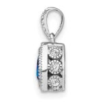 14k White Gold Pear Sapphire and Diamond Pendant with Side Diamond Detail - Image 2
