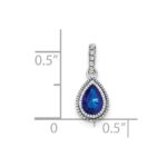 14k White Gold Pear Sapphire and Diamond Pendant with Side Diamond Detail - Image 3