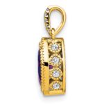 14k 8x4mm Marquise Amethyst and Diamond Pendant - Image 2
