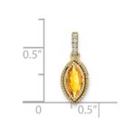 14k 8x4mm Marquise Citrine and Diamond Pendant - Image 4