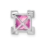 14k White Gold Square Lab Created Pink Sapphire and Diamond Chain Slide - Image 4