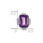 14k White Gold 9x7mm Octagon Amethyst and Diamond Vintage Chain Slide - Image 3