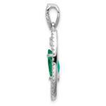 14k White Gold 1/3 carat Lab Grown Diamond VS/SI+ G+ and Lab Created Emerald Chain Slide Pendant - Image 2