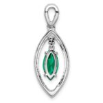 14k White Gold 1/3 carat Lab Grown Diamond VS/SI+ G+ and Lab Created Emerald Chain Slide Pendant - Image 3
