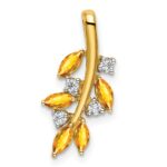 14k Marquise Citrine and Diamond Leaves Chain Slide