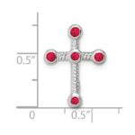 10k White Gold Ruby Cross Chain Slide - Image 2