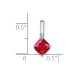 14k White Gold Cushion Ruby and Diamond Pendant - Image 3