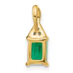 14k Rectangle Emerald and Diamond Pendant - Image 4