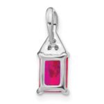 14k White Gold Emerald-shape Ruby and Diamond Pendant - Image 4