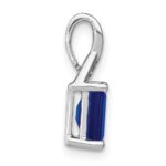 14k White Gold Emerald-shape Sapphire and Diamond Pendant - Image 2