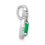 14k White Gold 6x4mm Oval Emerald and Diamond Halo Pendant - Image 2