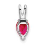 14k White Gold 7x5mm Pear Ruby and Diamond Pendant - Image 4