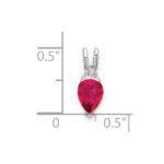 14k White Gold 7x5mm Pear Ruby and Diamond Pendant - Image 3