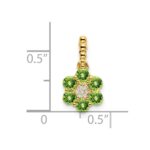 14k Peridot and Diamond Floral Pendant - Image 2