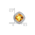 14k White Gold 6.5mm Cushion Citrine Beaded Edge Chain Slide - Image 3