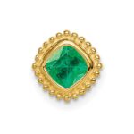14k Cushion Emerald Beaded Edge Chain Slide