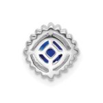 14k White Gold Cushion Sapphire Beaded Edge Chain Slide - Image 4