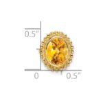 14k 8x6mm Oval Citrine Beaded Edge Chain Slide - Image 3