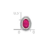 14k White Gold Oval Ruby Beaded Edge Chain Slide - Image 3