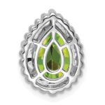 14k White Gold 9x6mm Pear Peridot Beaded Edge Chain Slide - Image 4