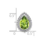 14k White Gold 9x6mm Pear Peridot Beaded Edge Chain Slide - Image 3