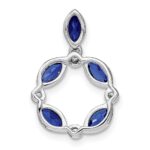 14k White Gold Marquise Sapphire and Diamond Circle Chain Slide - Image 4